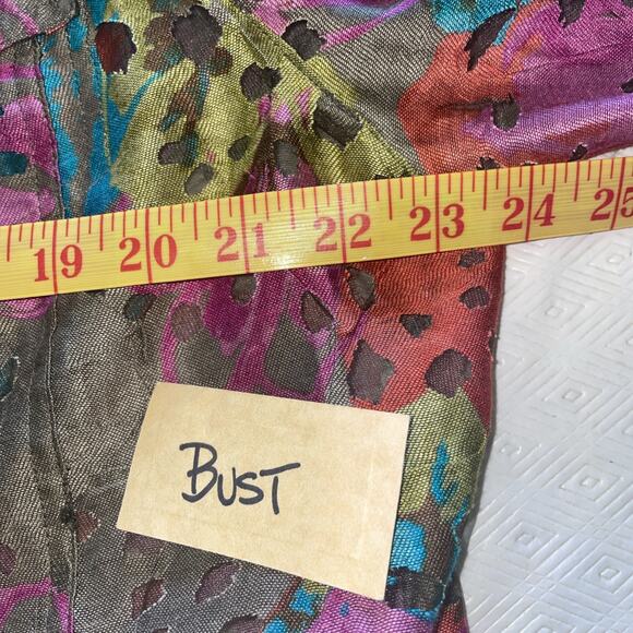 Ruby Rd. Favorites Sheer Bold Jewel Tones Roll Tab Sleeves Cropped Layer Sz 18 - Picture 5 of 14